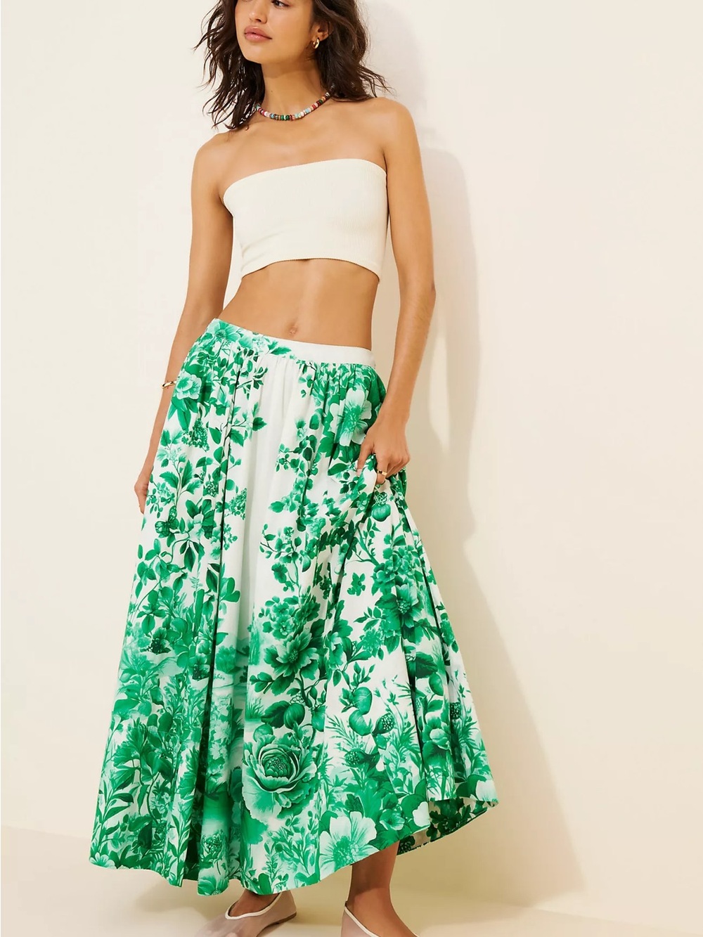 Maeve by Anthropologie  The Jacie Poplin Printed Midi Skirt